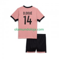Camisola Paris Saint-Germain Desire Doue 14 Criança Equipamento Terceiro 2024-2025 Manga Curta